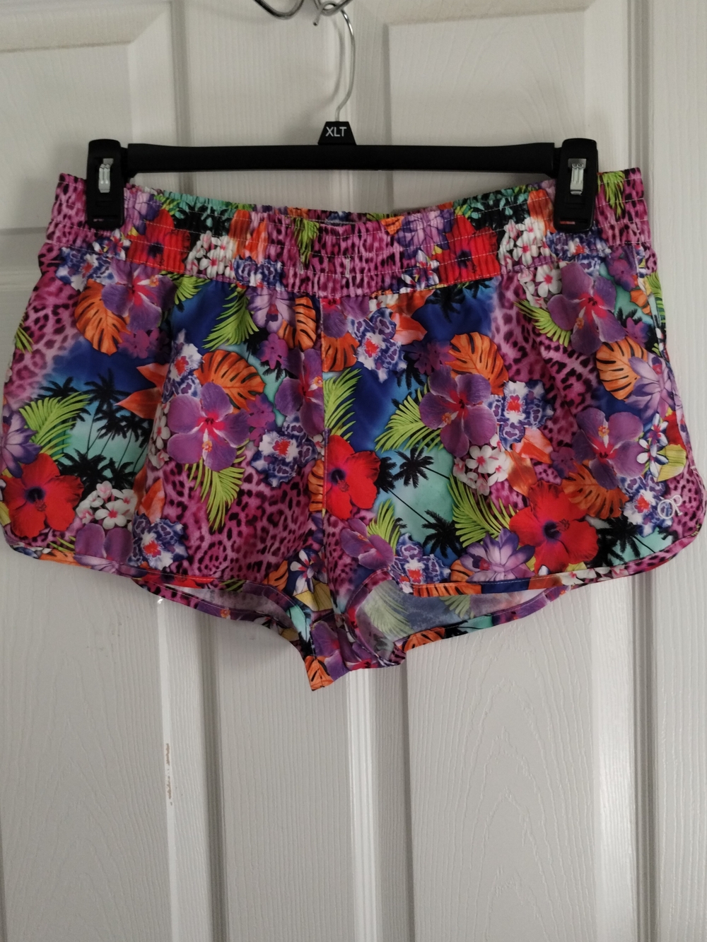 Op Swim Short/Coverup In A Vibrant Tropical Floral Cheetah Print